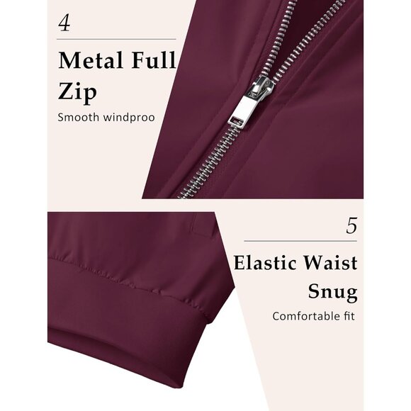 🆕 Men Red Bomber Jacket Lightweight Casual Windbreaker Full Zip Spring Coat - Picture 6 of 6